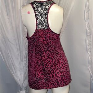 Guess Pink Leopard Print Tank Top with Black and White Back